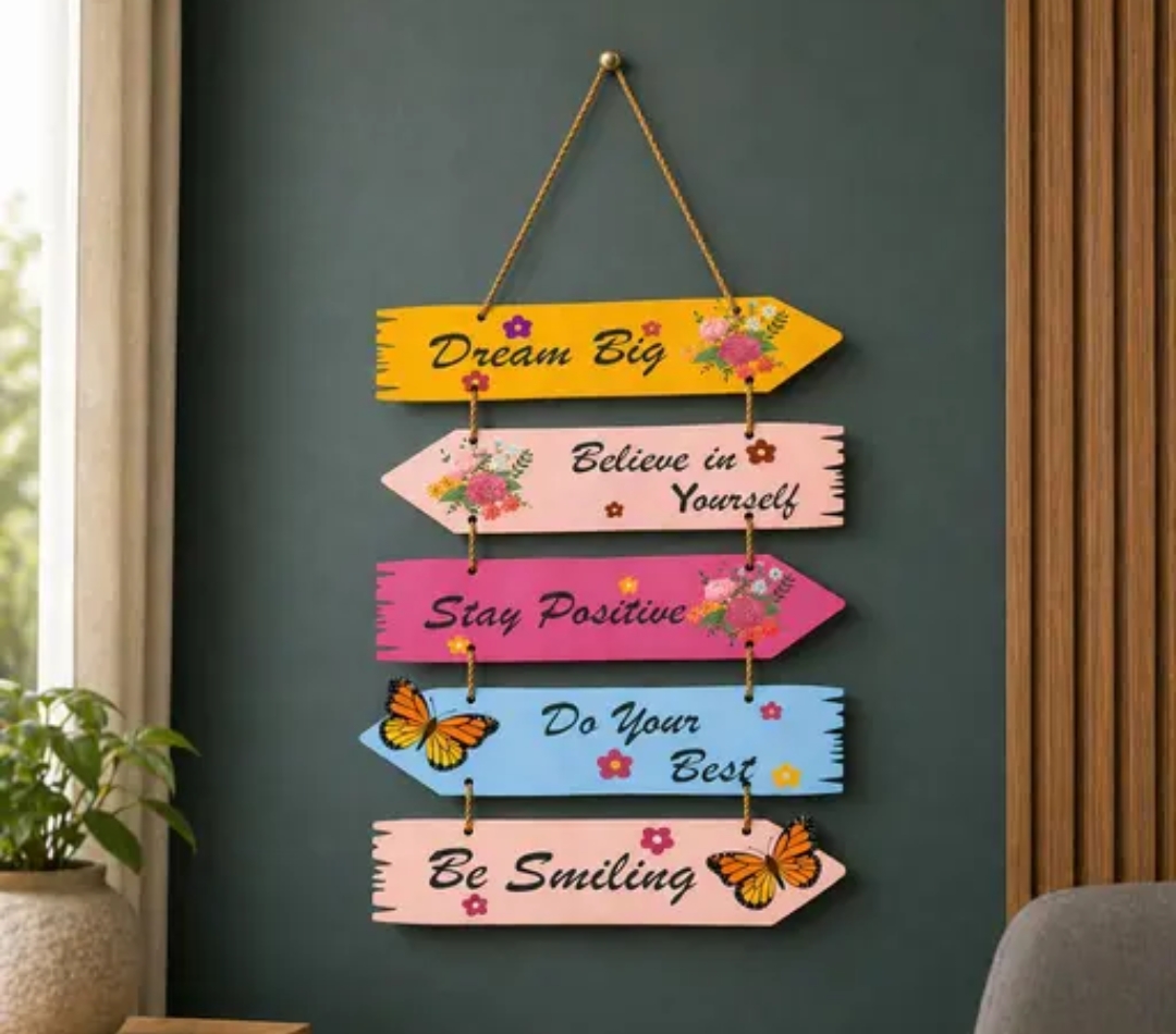 Positive Quotes Wooden Hanging Decors| Multicolor Inspirational Wall Decoration for Home Office Bedroom Living Room - Image 2