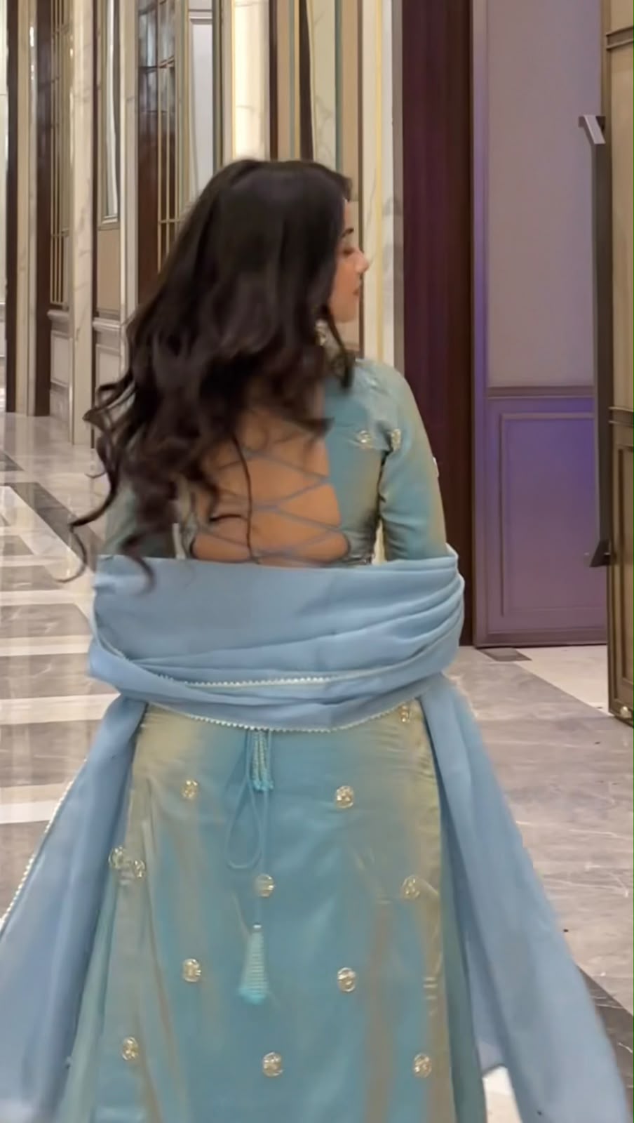 π Royal Ice Blue Pakistani Suit Set with Sequence Work Dupatta π - Image 3