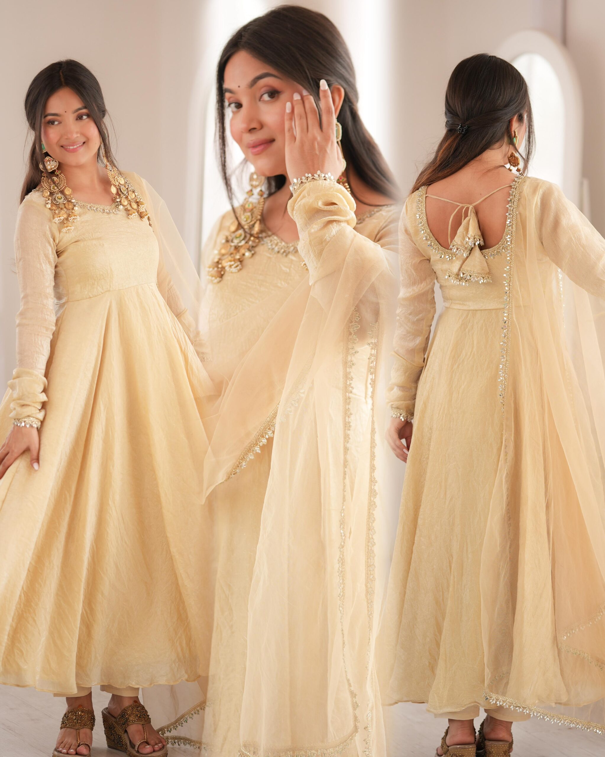 Royal Mirror Work Anarkali Set