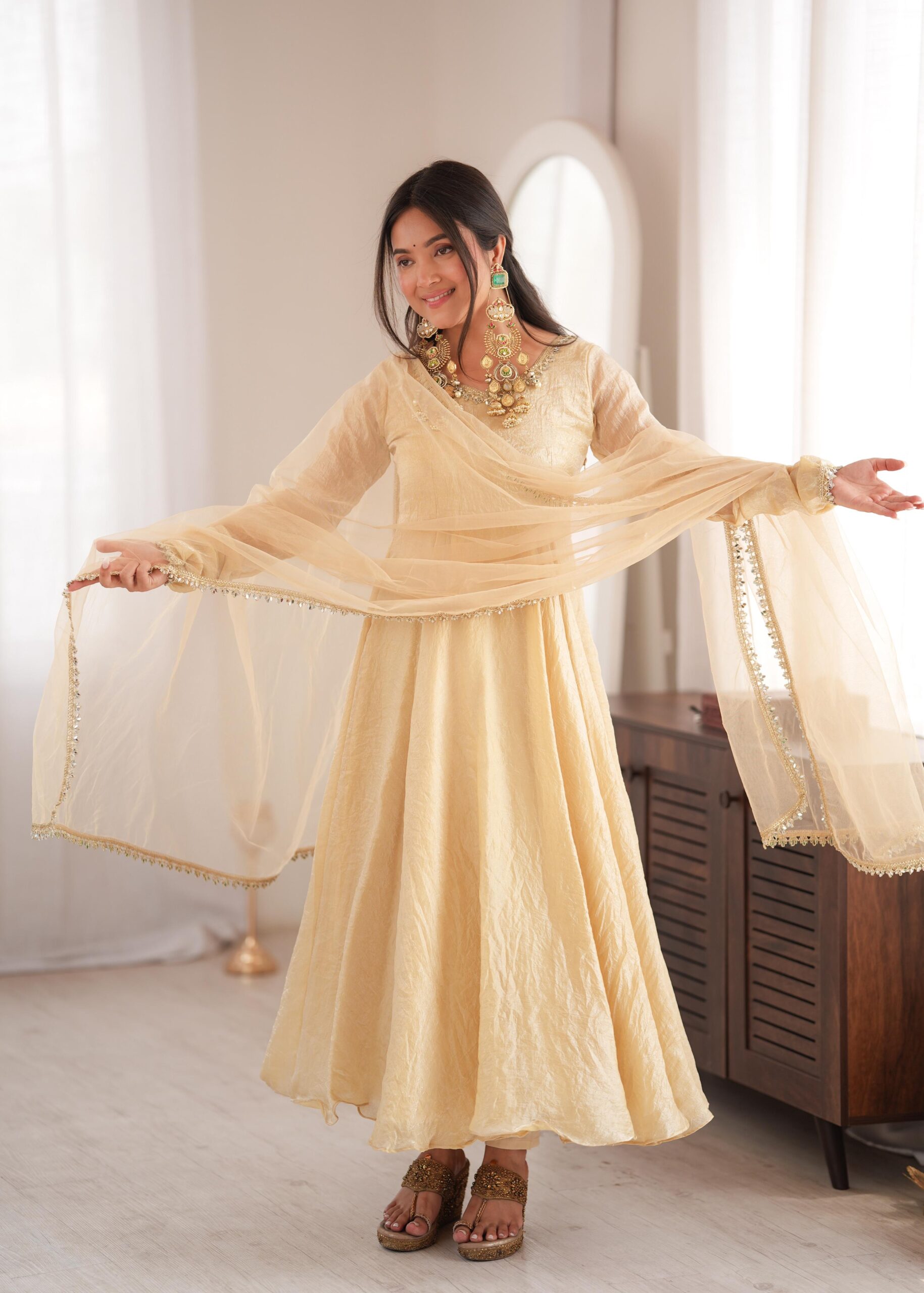 Royal Mirror Work Anarkali Set - Image 2