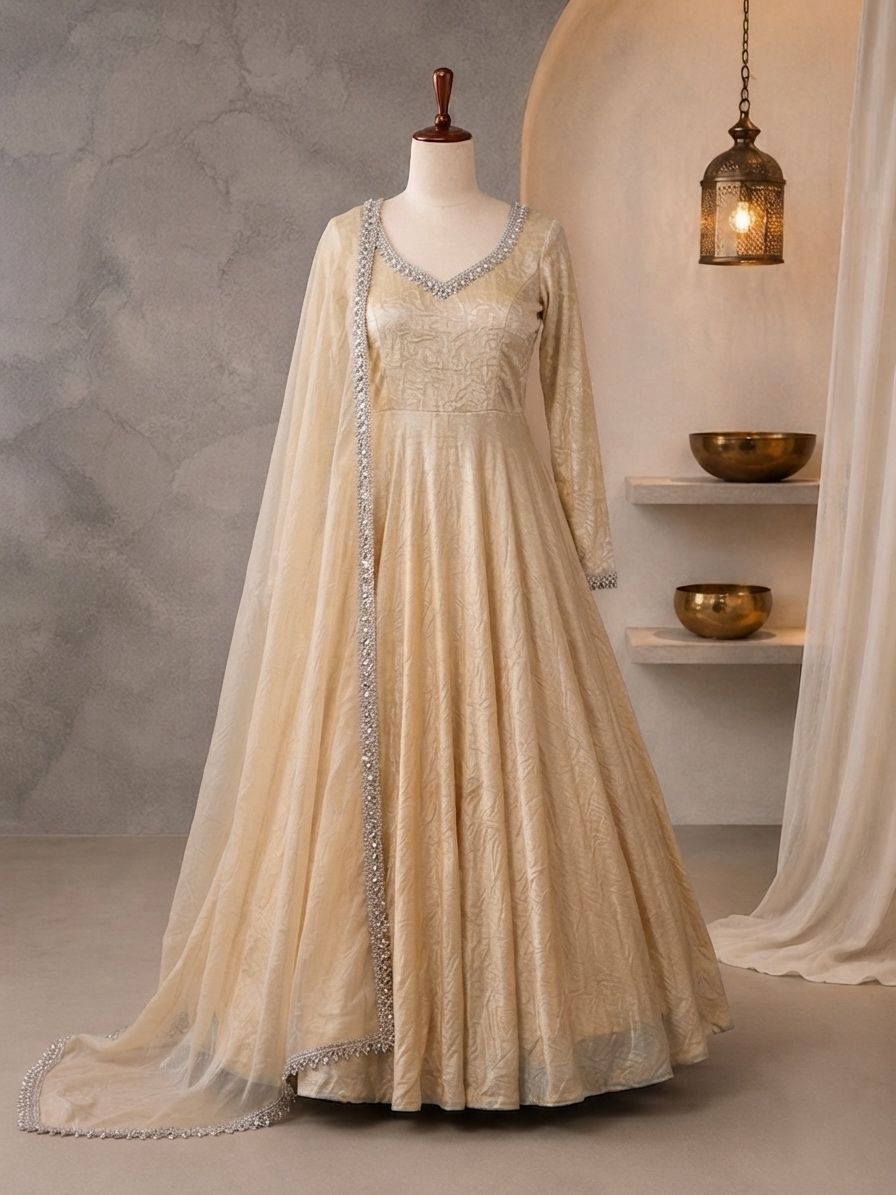 Royal Mirror Work Anarkali Set - Image 5