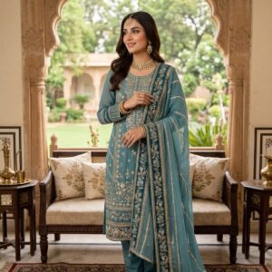 Elegant Embroidered Fox Georgette Suit Set