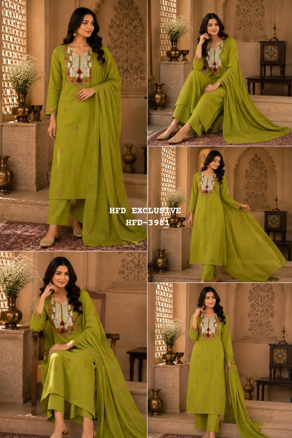 Premium Silly Cotton Embroidered 3-Piece Suit Set - Image 3