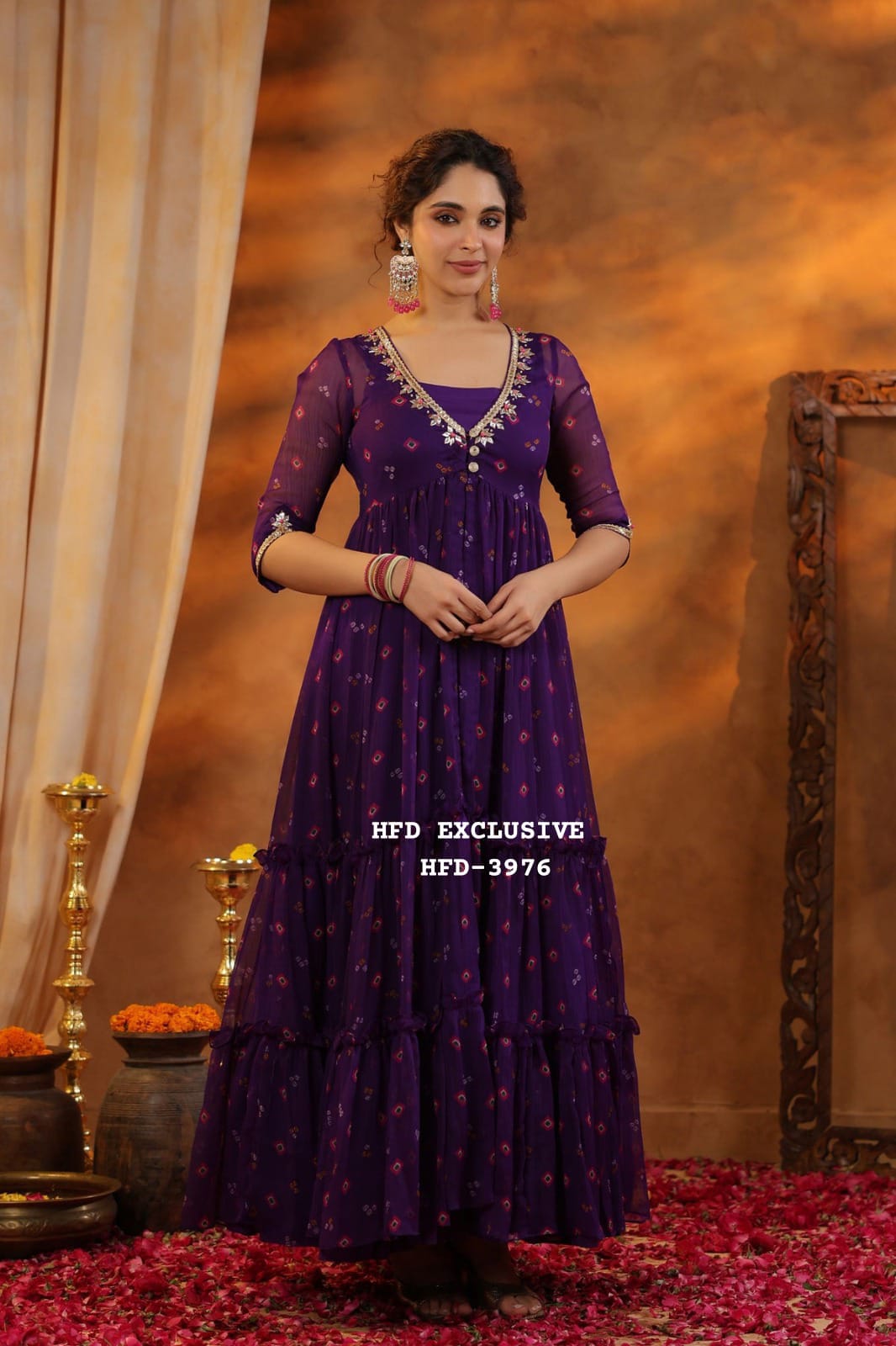 Bandhej Chiffon Anarkali Gown for Women | Festive & Wedding Wear - Image 2