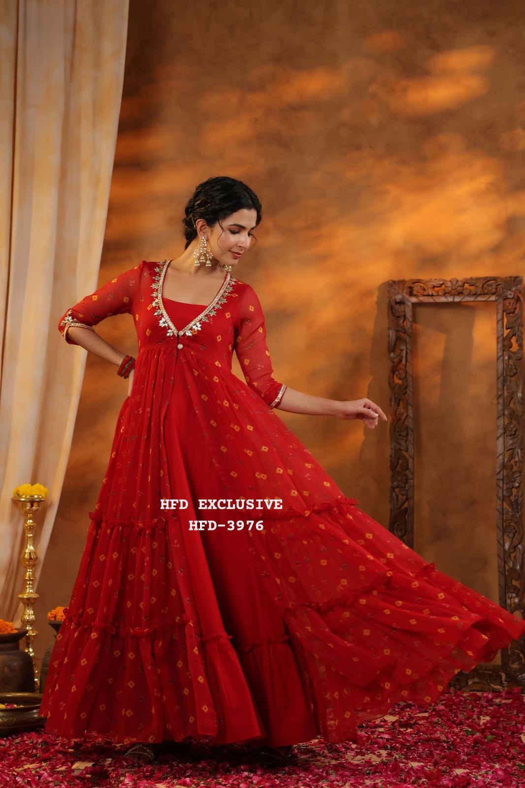 Bandhej Chiffon Anarkali Gown for Women | Festive & Wedding Wear