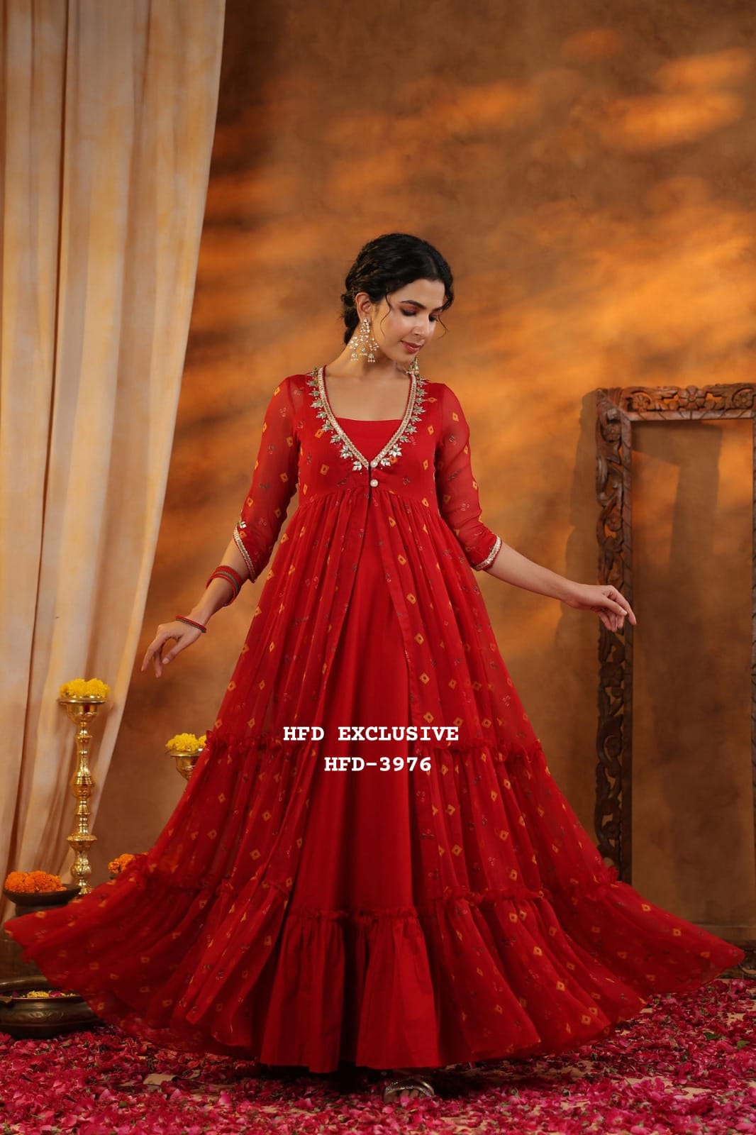 Bandhej Chiffon Anarkali Gown for Women | Festive & Wedding Wear - Image 4