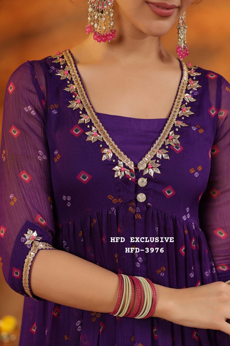 Bandhej Chiffon Anarkali Gown for Women | Festive & Wedding Wear - Image 3