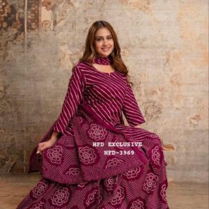 Leheriya Bandhej Cotton Suit Set