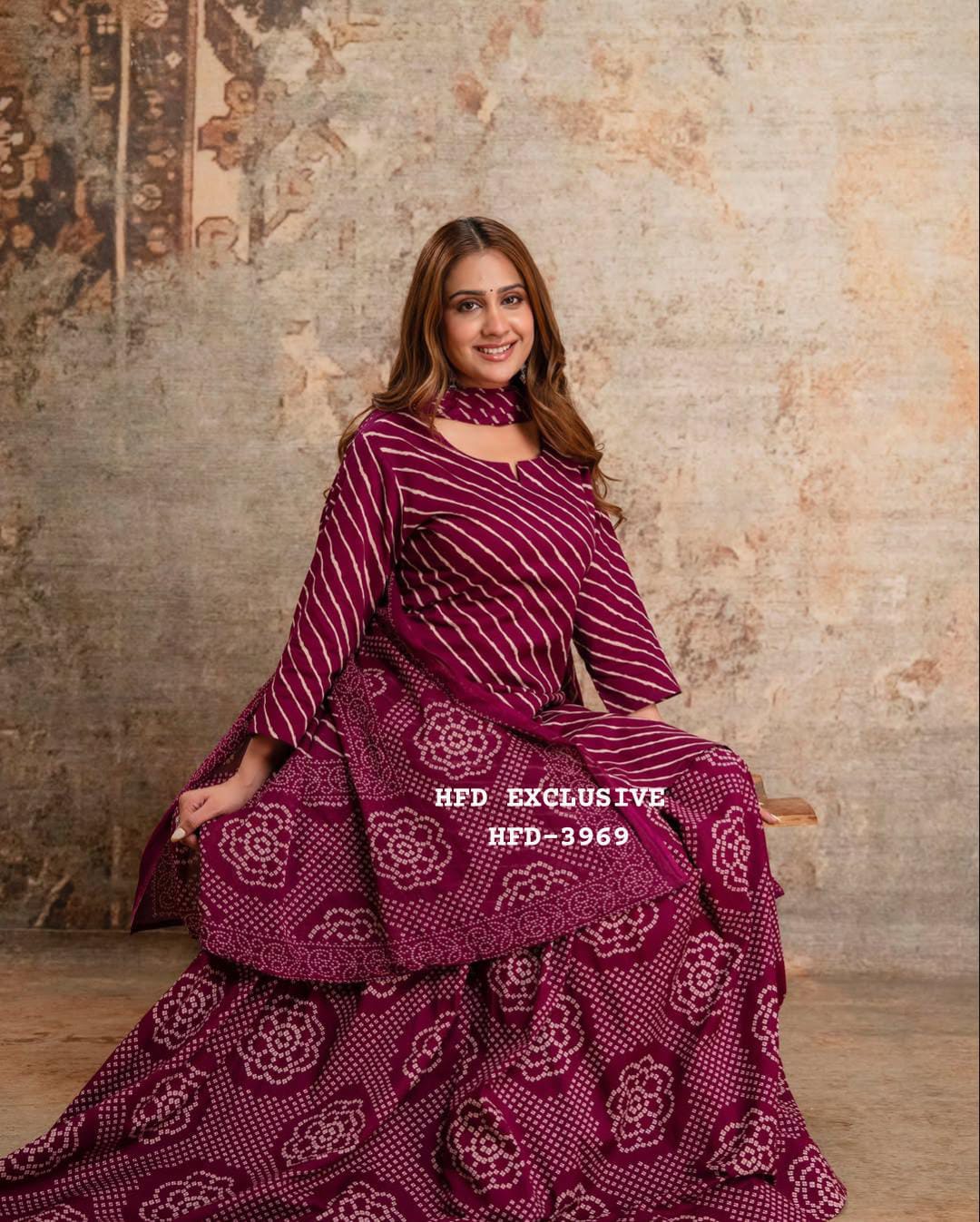 Leheriya Bandhej Cotton Suit Set