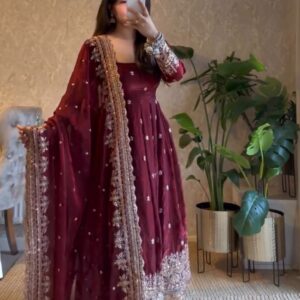 ✨ Designer Fendy Silk Gown Pant & Dupatta Set