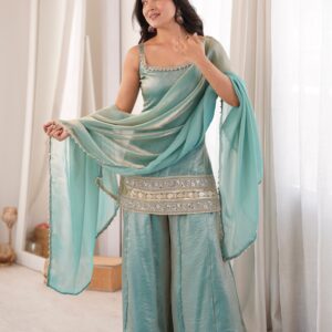 💖Aqua Grace Crush Palazzo Suit Sets