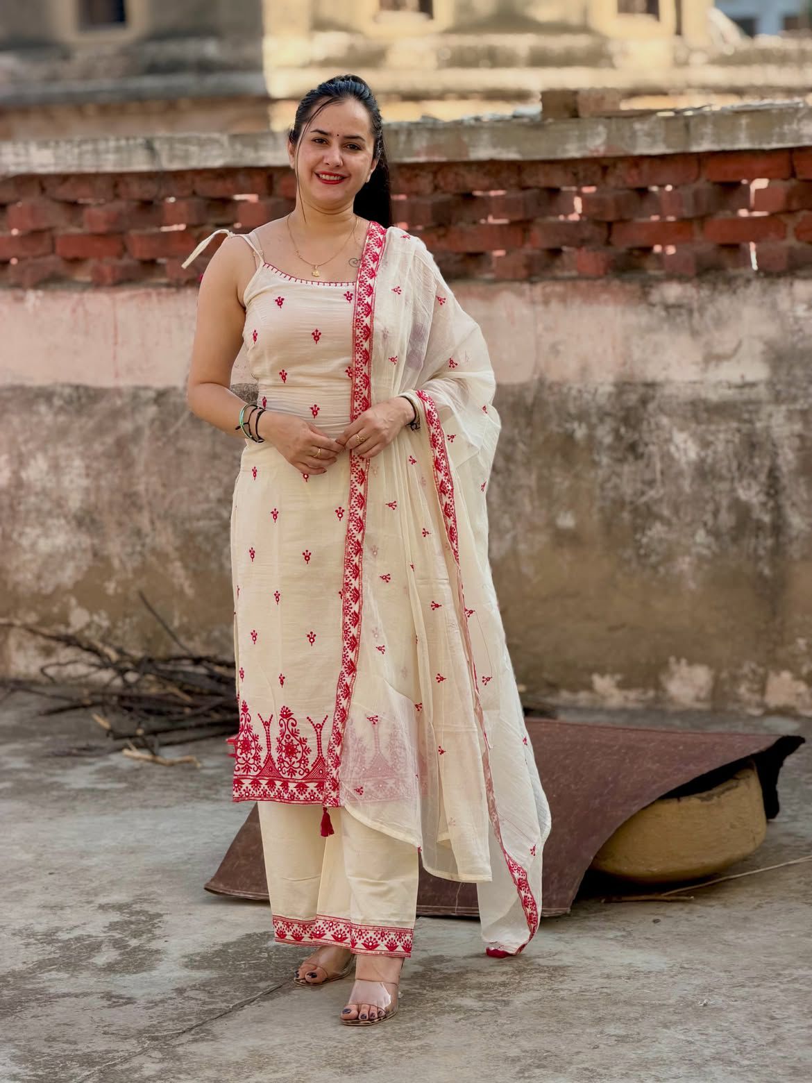 ✨Royal Maska Cotton Silk Embroidered Kurta Pant & Dupatta Set - Image 2